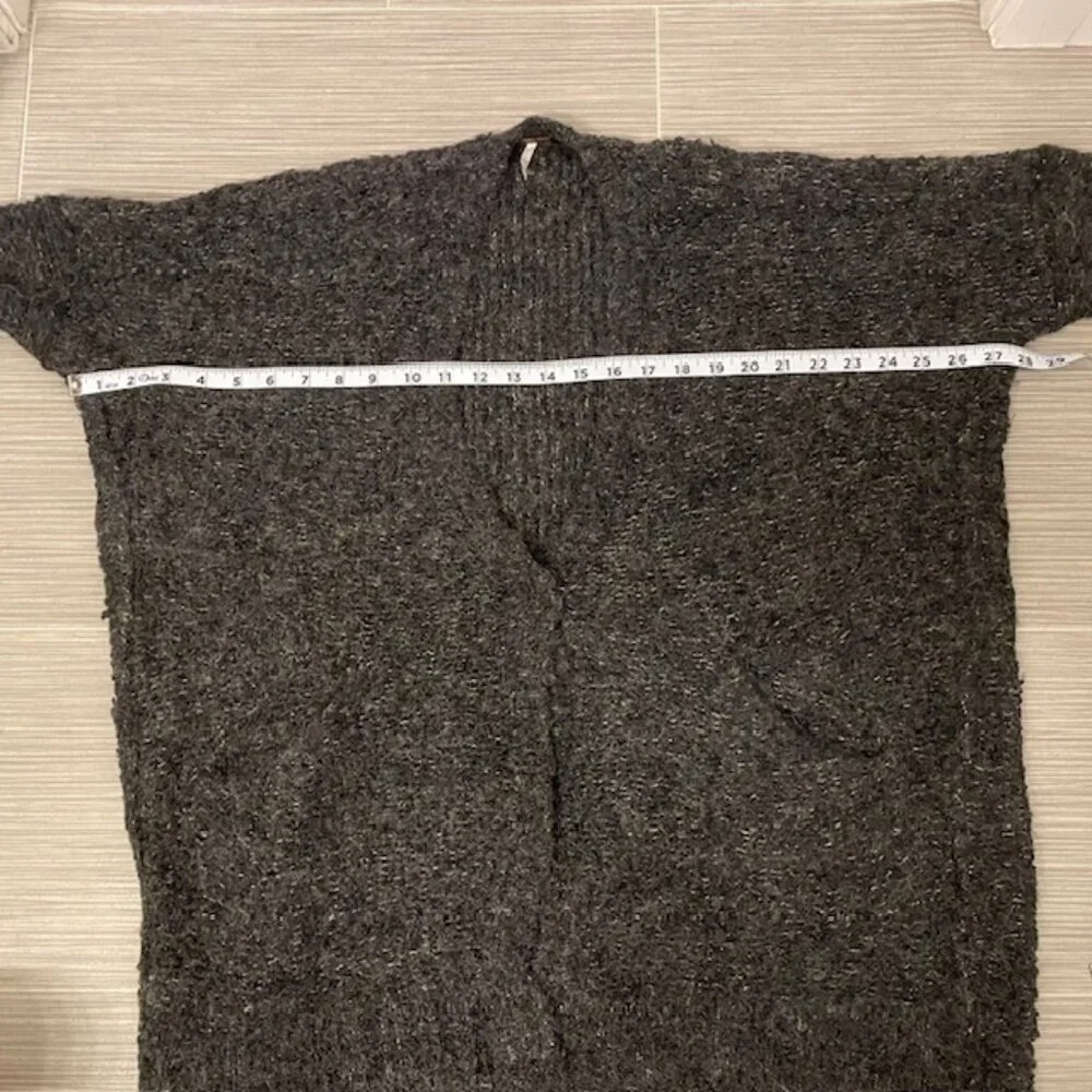 Free People Charcoal Gray Fuzzy Button-Up Cardigan